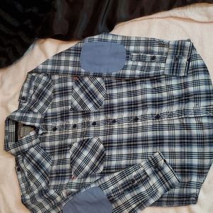 Drill Company Boys Plaid Shirt-Long Elbow Patch Sleeves-EUC-M (10/12)